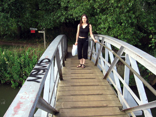 Antonia on a bridge beside the Isis