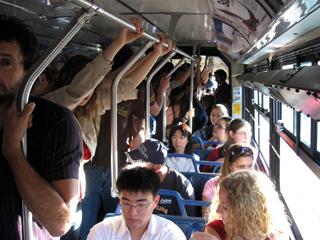Crowded 99 B-Line bus near UBC