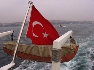 Turkish flag on a boat