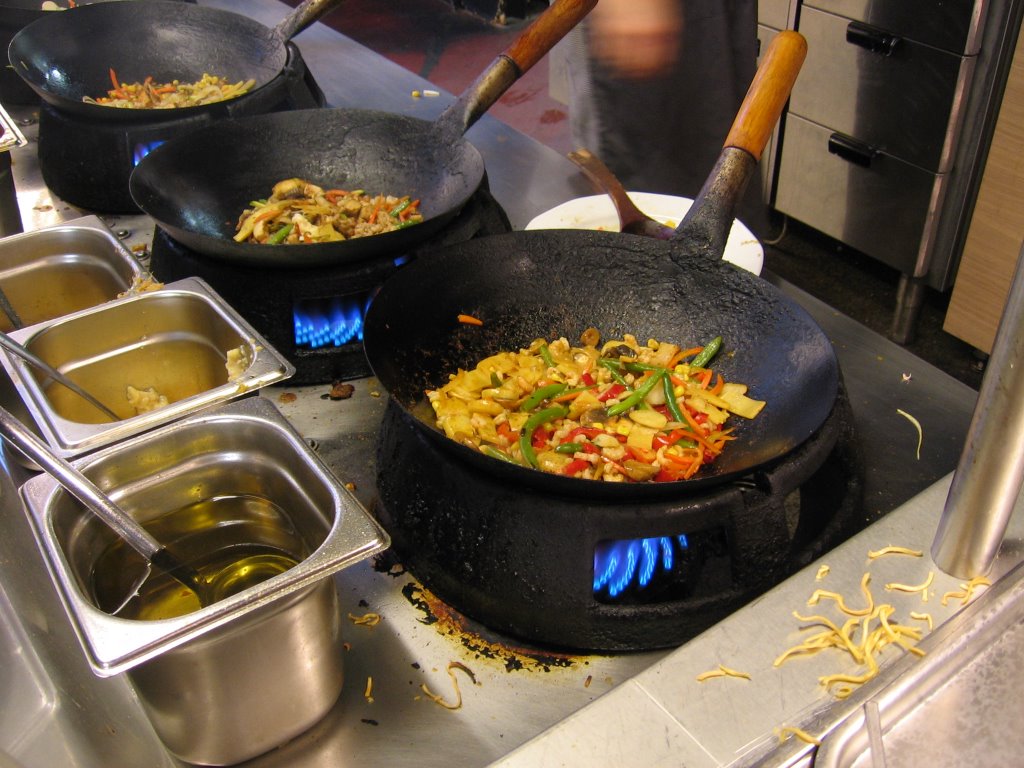 A wok full of vegetables. 