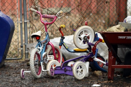 Tangle of small bikes