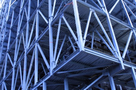 Blue steel scaffolding