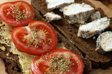 Goat cheese and tomato sandwich