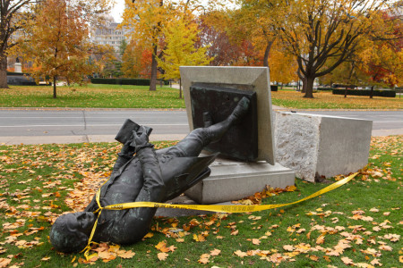 Toppled statue, Queen's Park, Toronto