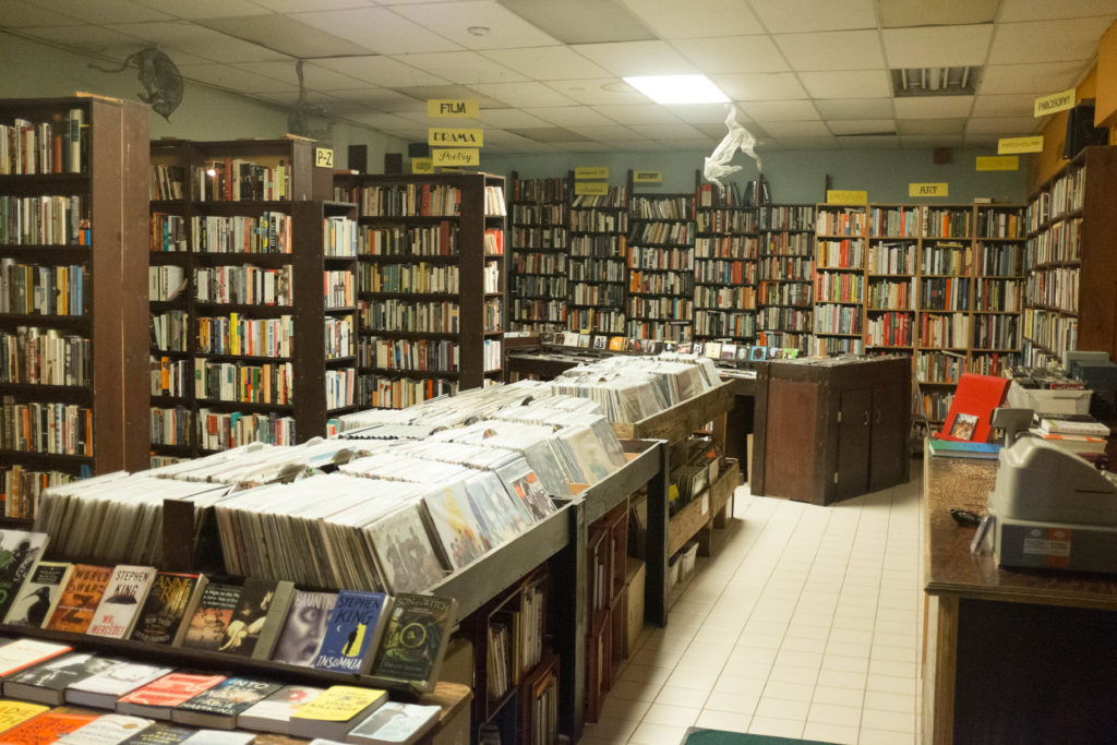 Used books and records a sibilant intake of breath