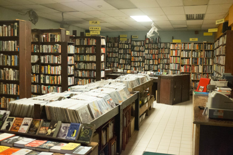 Used books and records a sibilant intake of breath